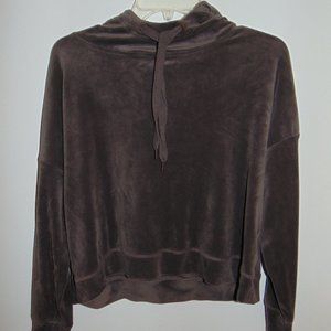 Philosophy Clothing Women's Pullover Y2K Hoodie Velour Granite Gray Drawstring S